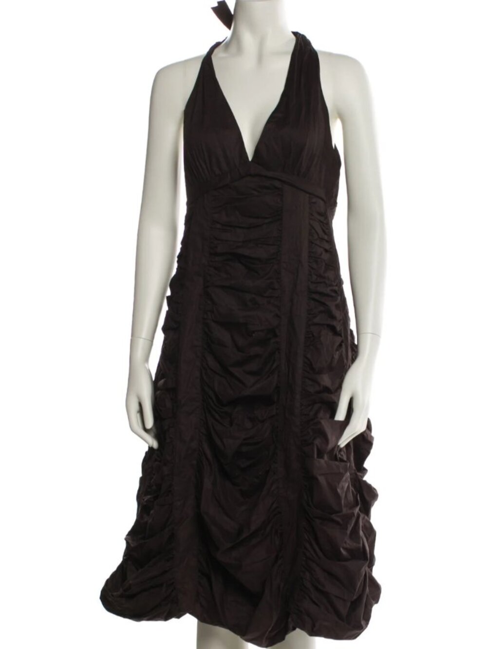 Marc Jacobs Black Ruched Halter Dress A-Line Size 6 100% Cotton